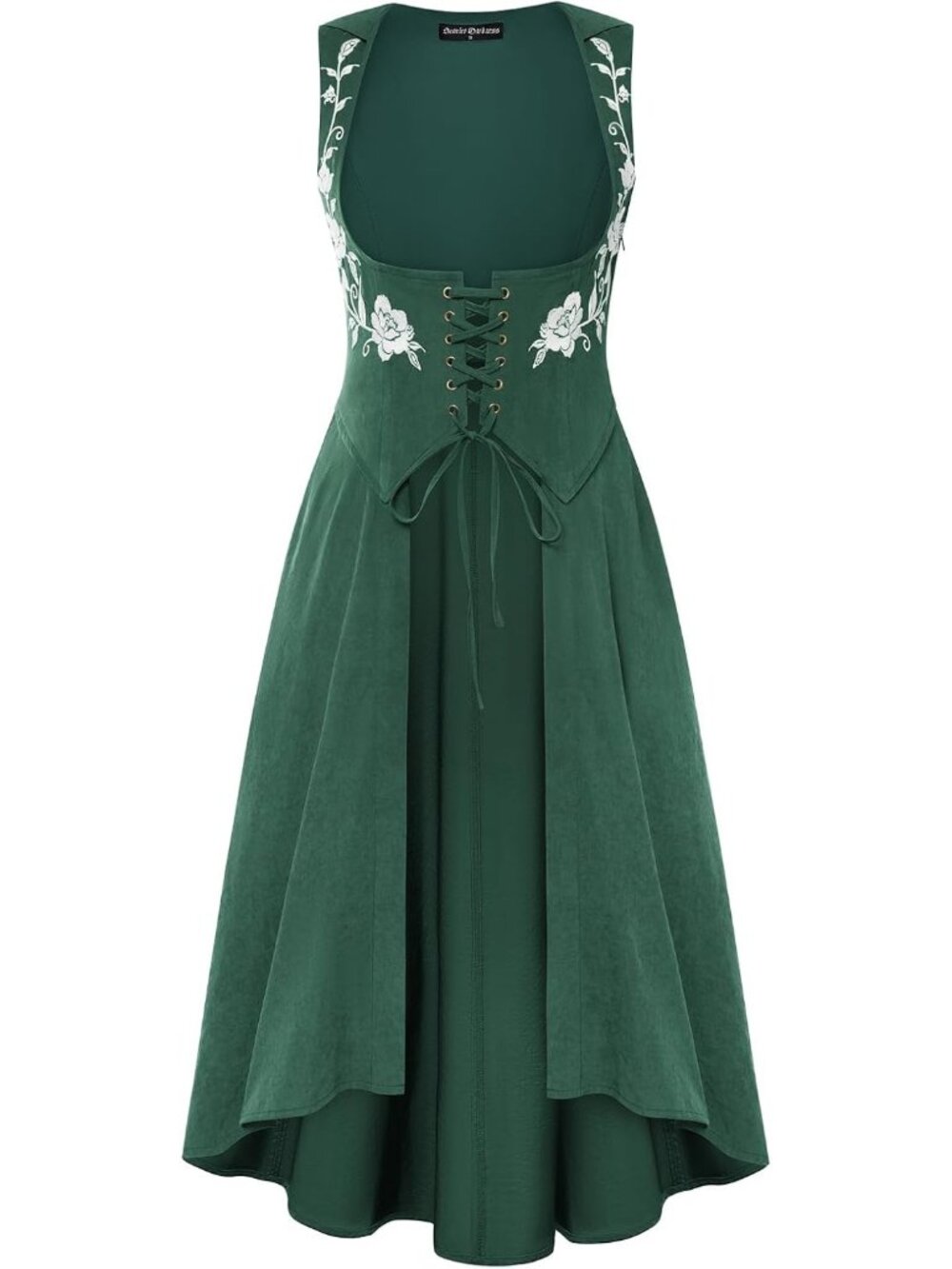 Women's Emerald Green Renaissance Under Bust Pirate Hood Medieval Costume Dress